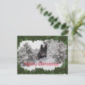 黒犬パーソナライズされた付きクリスマスハガキ シーズンポストカード (スタンド正面)