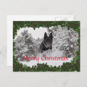 黒犬パーソナライズされた付きクリスマスハガキ シーズンポストカード (正面/裏面)