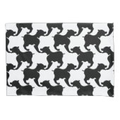 黒犬フェイク型千鳥格子の枕ケース 枕カバー (正面)