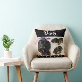 黒犬ペット愛人写真コラージュパワープリント クッション (椅子)