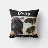 黒犬ペット愛人写真コラージュパワープリント クッション (裏面)