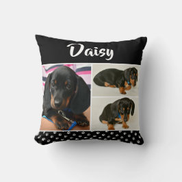 黒犬ペット愛人写真コラージュパワープリント クッション