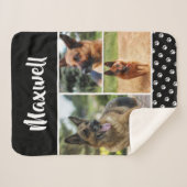 黒犬ペット愛人写真コラージュパワープリント シェルパブランケット (正面(横))