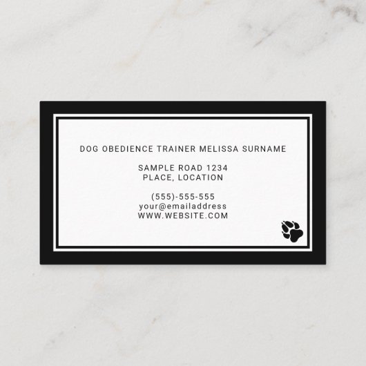 黒犬ミニマルシルエット犬トレーナー 名刺 (裏面)