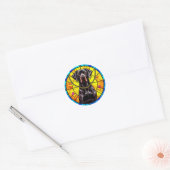 🐕 黒犬モザイクアート 幾何学的な犬のデザイン ラウンドシール (封筒)