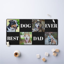 黒犬モダンパパ4枚フォトコラージュ デスクマット