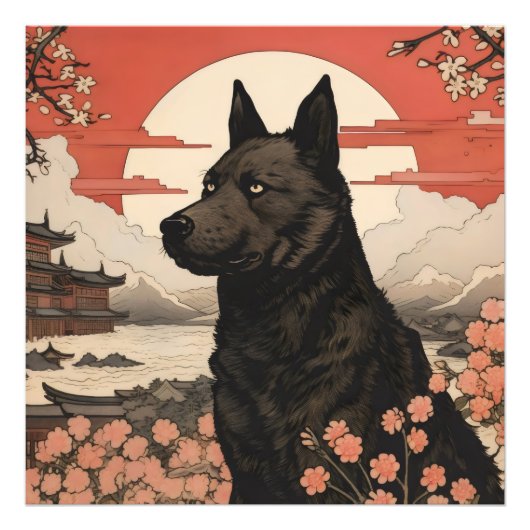 黒犬浮世絵 フォトプリント            (正面)