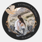 黒独占的金ゴールドフローラモノグラ結婚ム ラウンドシール (正面)