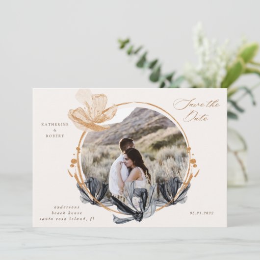 黒独占的金ゴールドフローラ保存日 招待状 (スタンド正面)