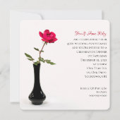 黒独身の花瓶の記念日に赤いバラ 招待状 (正面)