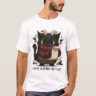 黒猫いたずらリスト クリスマスTシャツ Tシャツ