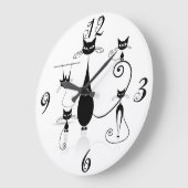 黒猫いたるところで壁時計 ラージ壁時計 (傾斜)