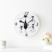 黒猫いたるところで壁時計 ラージ壁時計 (ホーム)