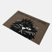 黒猫おもしろいがコーヒーを歓迎 ドアマット (アングル)