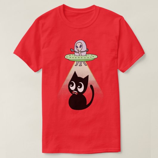黒猫おもしろいが拉致される Tシャツ (デザイン正面)