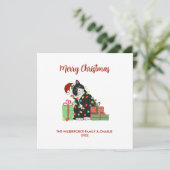 黒猫おもしろいとライトクリスマス シーズンカード (スタンド正面)