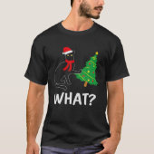 黒猫おもしろいのクリスマスツリー Tシャツ (正面)
