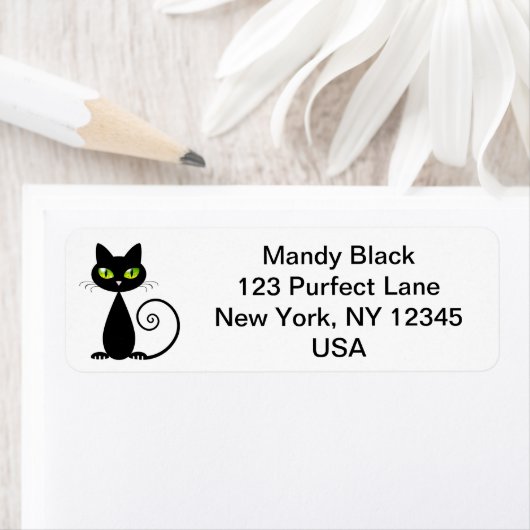 黒猫おもしろいの発表を動かしたかわいい ラベル (インサイチュ)