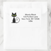 黒猫おもしろいの発表を動かしたかわいい 長方形シール (バッグ)