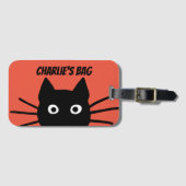 黒猫おもしろいの覗き文字のカスタム ラゲッジタグ (正面横)