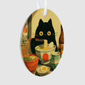 黒猫おもしろいの食べラーメン オーナメント (正面)
