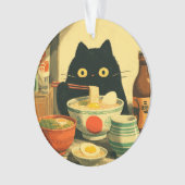 黒猫おもしろいの食べラーメン オーナメント (正面)