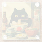 黒猫おもしろいの食べラーメン ガラスコースター (裏面)