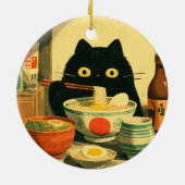 黒猫おもしろいの食べラーメン セラミックオーナメント (裏面)