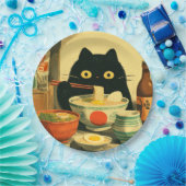 黒猫おもしろいの食べラーメン ペーパープレート (パーティー)