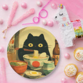 黒猫おもしろいの食べラーメン ペーパープレート (パーティー)