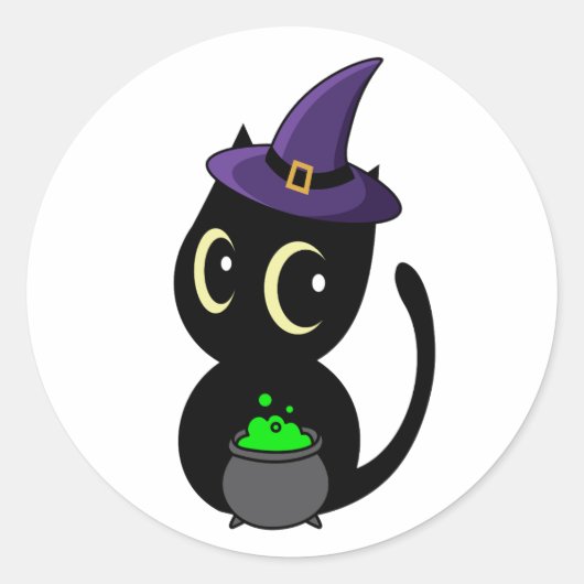 黒猫おもしろいは魔女だ ラウンドシール (正面)