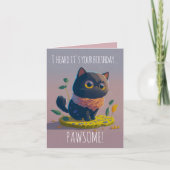黒猫おもしろいイラストレーションポーサム誕生日 カード (正面)