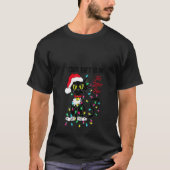 黒猫おもしろいクリスマスあなたのプレゼントはLにある Tシャツ (正面)