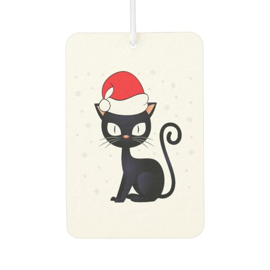 黒猫おもしろいクリスマススノーフレーク猫好き カーエアーフレッシュナー (正面)
