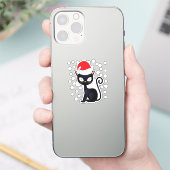 黒猫おもしろいクリスマススノーフレーク猫好き シール (スマートフォン)