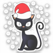黒猫おもしろいクリスマススノーフレーク猫好き シール (正面)