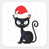 黒猫おもしろいクリスマススノーフレーク猫好き スクエアシール (正面)