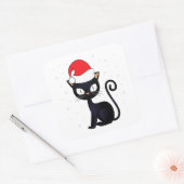 黒猫おもしろいクリスマススノーフレーク猫好き スクエアシール (封筒)