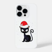 黒猫おもしろいクリスマススノーフレーク猫好き iPhoneケース (裏面)