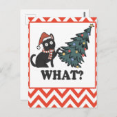 黒猫おもしろいクリスマスツリー ポストカード (正面/裏面)