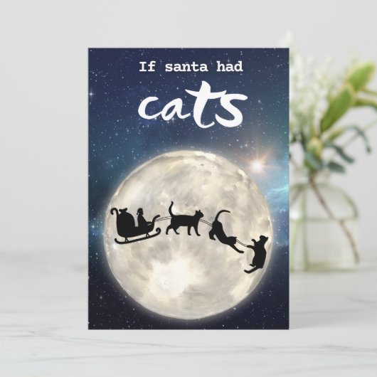 黒猫おもしろいサンタ・クリスマス シーズンカード (スタンド正面)