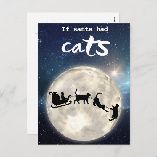 黒猫おもしろいサンタ・クリスマス シーズンポストカード (正面/裏面)