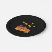 黒猫おもしろいトラック秋カボチャもみじ葉 ペーパープレート (アングル)