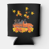 黒猫おもしろいトラック秋カボチャもみじ葉 缶クーラー (正面)