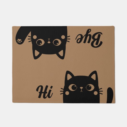黒猫おもしろいハイバイペットのユーモアへようこそ ドアマット (正面)