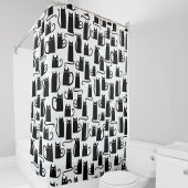 黒猫おもしろいパターン白黒 シャワーカーテン