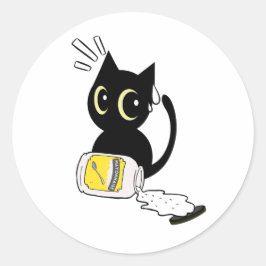黒猫おもしろいマヨネーズ ラウンドシール