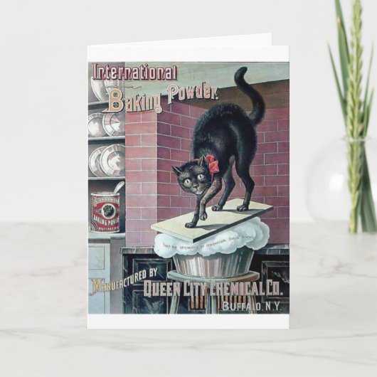 黒猫おもしろいヴィンテージベーキングポスター カード (正面)