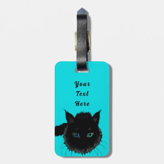 黒猫おもしろい付き荷札とカスタム文字 ラゲッジタグ (裏面縦)