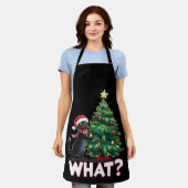 黒猫おもしろい何クリスマスクリスマスツリー エプロン (着用した状態)
